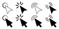 Vector set of mouse cursors. Pointer icons on the monitor. Mouse click symbols in the form of arrows. Stock image Royalty Free Stock Photo