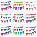 Vector Set of Multicolored Buntings Garlands Flags Isolated on White Background