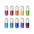 Vector Set of Multicolored Capsules Isolated