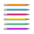 Vector set of multicolored pencils on white Royalty Free Stock Photo