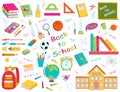 Vector set of multicolour school supplies and stationery Royalty Free Stock Photo