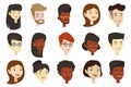 Vector set of multicultural women and men.