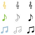 Vector Set of Music Notes Symbols. Royalty Free Stock Photo