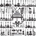 Vector set of musical instruments in flat style