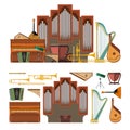 Vector set of musical instruments in flat style. Design elements and music icons Royalty Free Stock Photo