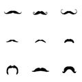 Vector Set of Mustache Silhouettes Royalty Free Stock Photo