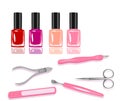Vector set of nailpolishes and manicure tools Royalty Free Stock Photo