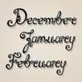 Vector Set of Names of Months, Winter