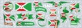 Vector set of the national flag of Burundi in various creative designs