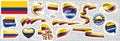 Vector set of the national flag of Colombia in various creative designs Royalty Free Stock Photo