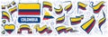 Vector set of the national flag of Colombia in various creative designs Royalty Free Stock Photo