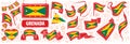 Vector set of the national flag of Grenada in various creative designs Royalty Free Stock Photo