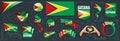 Vector set of the national flag of Guyana in various creative designs Royalty Free Stock Photo