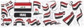 Vector set of the national flag of Iraq in various creative designs Royalty Free Stock Photo