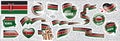 Vector set of the national flag of Kenya in various creative designs