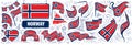 Vector set of the national flag of Norway in various creative designs