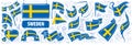 Vector set of the national flag of Sweden in various creative designs