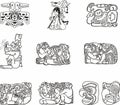 Vector set of Native American symbols, Aztec, Maya, Inca. Royalty Free Stock Photo