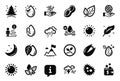 Vector Set of Nature icons related to Rainy weather, Feather and Peanut. Vector