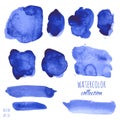 Vector set of navy blue watercolor texture backgrounds Royalty Free Stock Photo