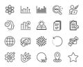 Vector set of New products, Decreasing graph and Bar diagram line icons set. Vector