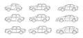 Vector set of nine different passenger car models.