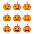 Set of jack-o`-lanterns Halloween pumpkins. Vector eps-10. Royalty Free Stock Photo