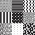 Vector set of nine simply seamless patterns