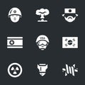 Vector Set of North and South Korea Icons.