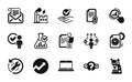 Vector set of Notebook, Certificate and Mail newsletter icons simple set. Vector