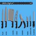 Vector set number two kitchen knives Royalty Free Stock Photo