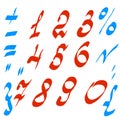 Vector set of numbers and mathematical symbols.