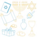 Vector set of objects for the Hanukkah holiday