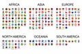 Vector set official national flags of the world. Country round shape flags collection with detailed emblems.