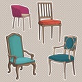 Vector Set of old Armchairs. Royalty Free Stock Photo