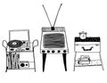 Vector set of old TV and record players