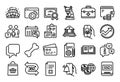 Vector set of Online buying, First aid and Education line icons set. Vector