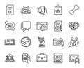 Vector set of Online buying, First aid and Education line icons set. Vector