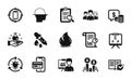 Vector set of Online shopping, Approved documentation and Coins icons simple set. Vector