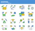 Vector set of online shopping, delivery and internet store support service icons in thin line style. Website UI and Royalty Free Stock Photo