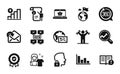 Vector set of Online shopping, Online voting and Manual doc icons simple set. Vector