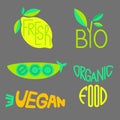 Vector set of organic products labels and badges