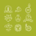Vector set of green and organic products labels and badges - collection of different icons and illustrations related to