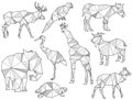 Vector set of origami animal silhouettes Royalty Free Stock Photo