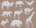 Vector set of origami wild animal silhouettes