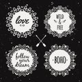 Vector set with ornamental tribal floral frames