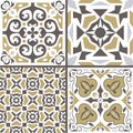 Vector set of ornaments for ceramic tile. Portuguese azulejos decorative patterns