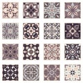 Vector set of ornaments for ceramic tile. Portuguese azulejos decorative patterns