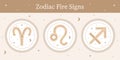 Vector set of ornate zodiac fire signs