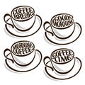 Vector set of outline Coffee Cups